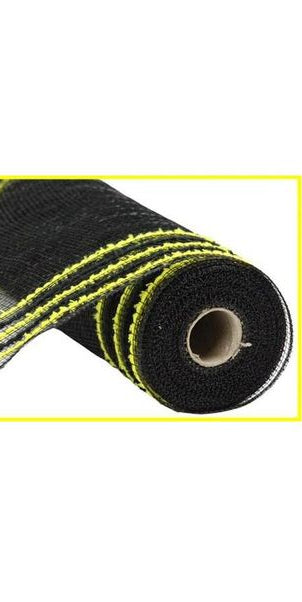 10.5" Drift Border Mesh: Black/Yellow (10 Yards) - Michelle's aDOORable Creations - Poly Deco Mesh