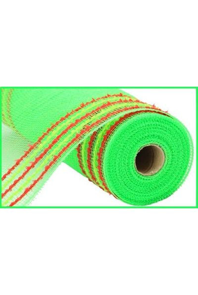 10.5" Drift Border Mesh: Lime Green/Red (10 Yards) - Michelle's aDOORable Creations - Poly Deco Mesh