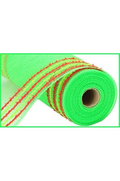 10.5" Drift Border Mesh: Lime Green/Red (10 Yards) - Michelle's aDOORable Creations - Poly Deco Mesh