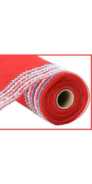 10.5" Drift Border Mesh: Red/Turquoise (10 Yards) - Michelle's aDOORable Creations - Poly Deco Mesh