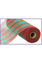 10.5" Faux Jute Check Foil Mesh: Red/Green (10 Yards) - Michelle's aDOORable Creations - Poly Deco Mesh