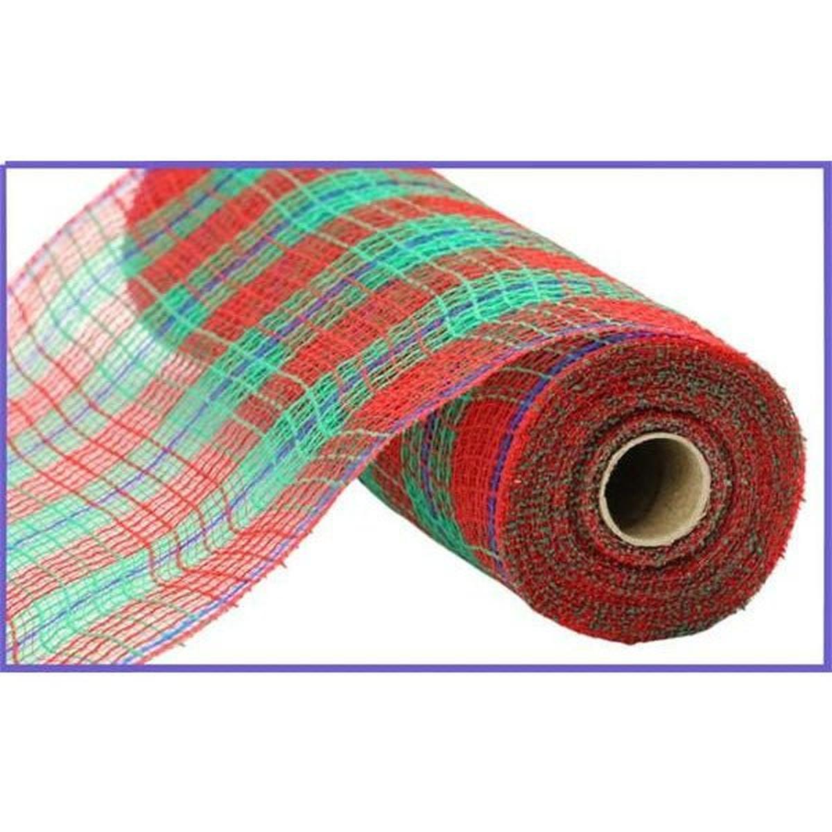 Shop For 10.5" Faux Jute Check Foil Mesh Ribbon: Red/Green (10 Yards) at Michelle's aDOORable Creations