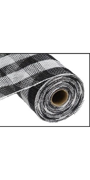10.5" Faux Jute Check Mesh: Black & White (10 Yards) - Michelle's aDOORable Creations - Poly Deco Mesh
