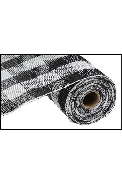 10.5" Faux Jute Check Mesh: Black & White (10 Yards) - Michelle's aDOORable Creations - Poly Deco Mesh