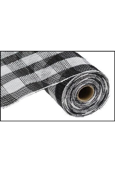 Shop For 10.5" Faux Jute Check Mesh Ribbon: Black & White (10 Yards) at Michelle's aDOORable Creations