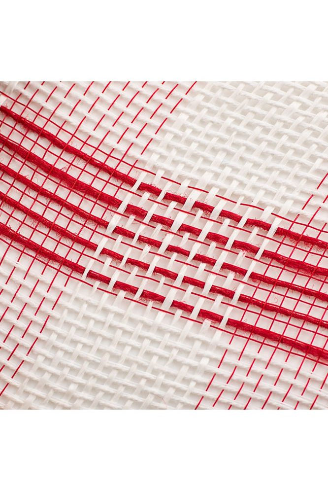 10.5" Faux Jute Check Mesh: Red & White (10 Yards) - Michelle's aDOORable Creations - Poly Deco Mesh