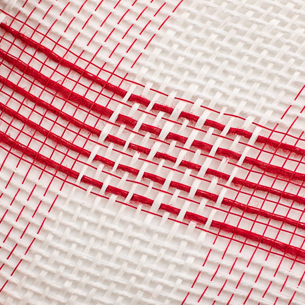 Shop For 10.5" Faux Jute Check Mesh Ribbon: Red & White (10 Yards) at Michelle's aDOORable Creations