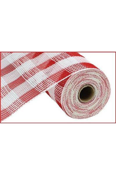 Shop For 10.5" Faux Jute Check Mesh Ribbon: Red & White (10 Yards) at Michelle's aDOORable Creations