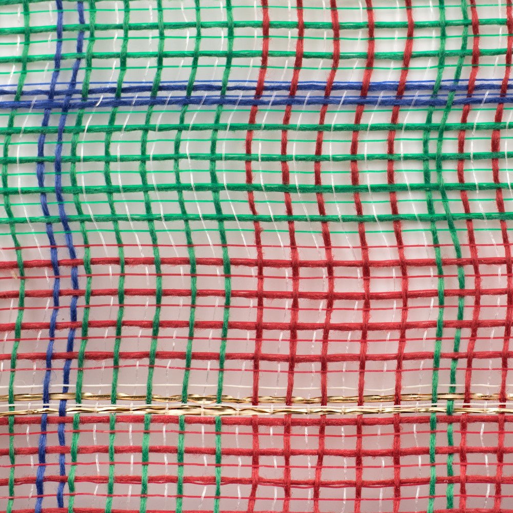 Shop For 10.5" Faux Jute Plaid Mesh Ribbon: Red/Green/Blue (10 Yards) at Michelle's aDOORable Creations