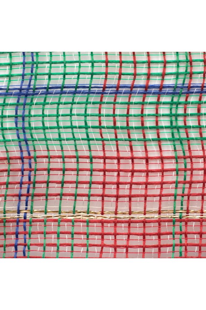 10.5" Faux Jute Plaid Mesh: Red/Green/Blue (10 Yards) - Michelle's aDOORable Creations - Poly Deco Mesh