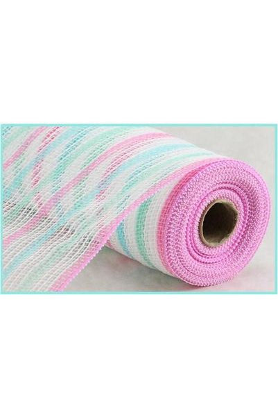 Shop For 10.5" Faux Jute Stripe Mesh: Blue, Mint, Pink, White (10 Yards) RY8338AT