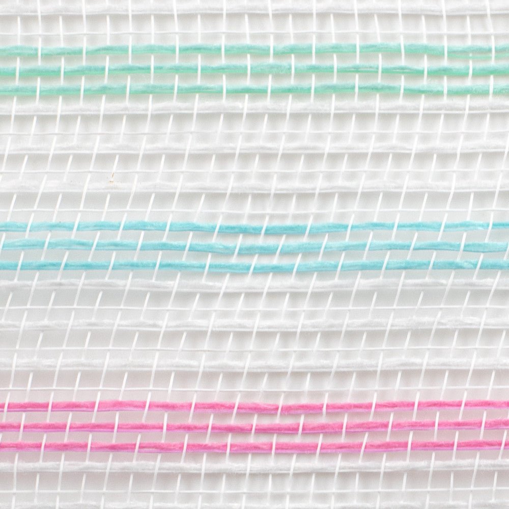 Shop For 10.5" Faux Jute Stripe Mesh Ribbon: Blue, Mint, Pink, White (10 Yards) at Michelle's aDOORable Creations
