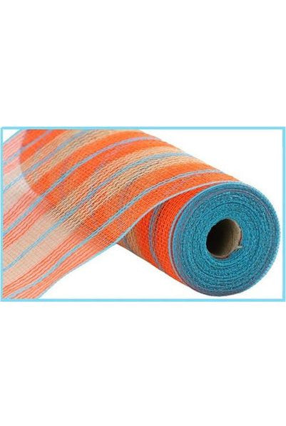 Shop For 10.5" Faux Jute Stripe Mesh: Orange/Turquoise (10 Yards) RY8330X4