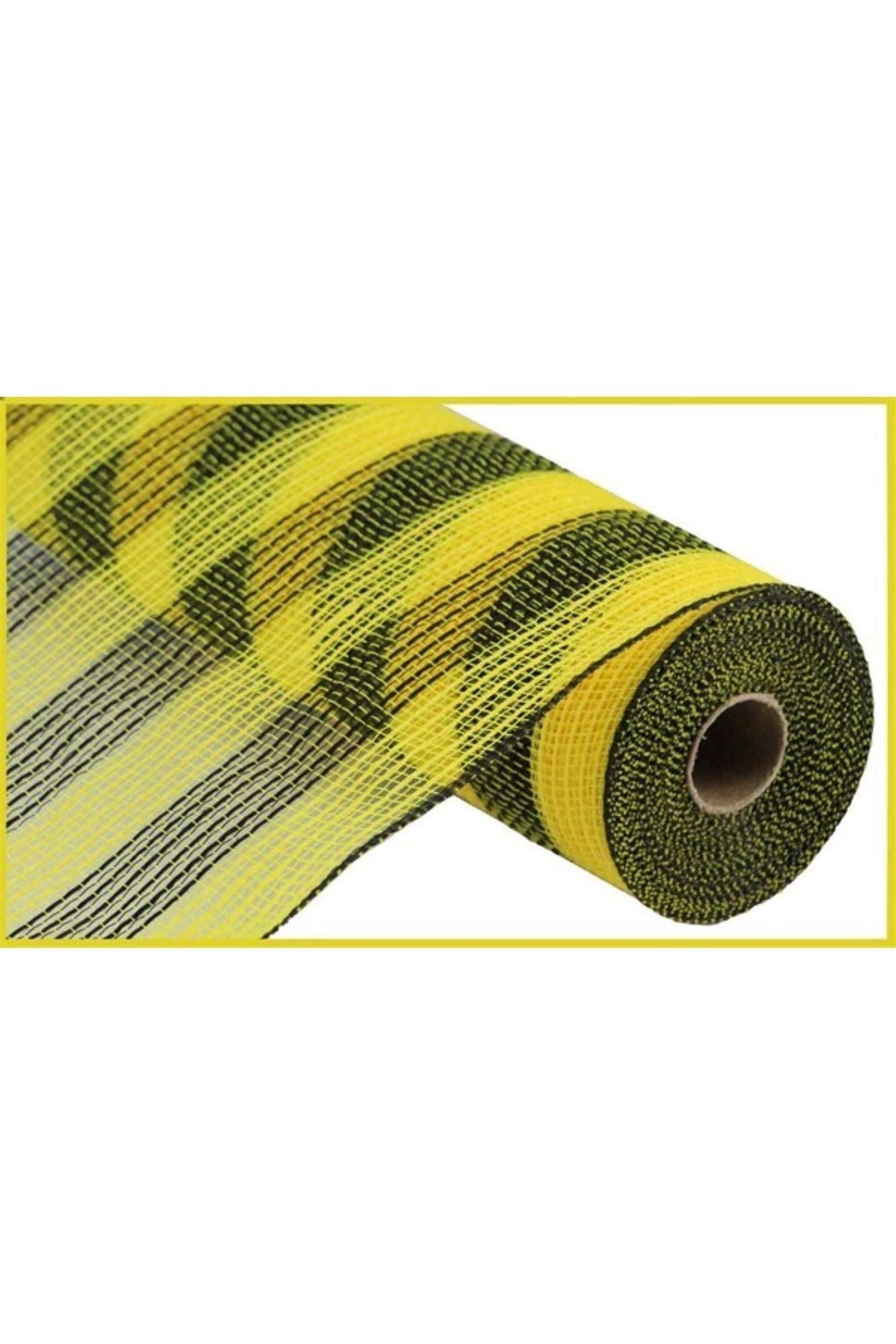 Shop For 10.5" Faux Jute Striped Mesh Ribbon: Yellow & Black (10 Yards) at Michelle's aDOORable Creations