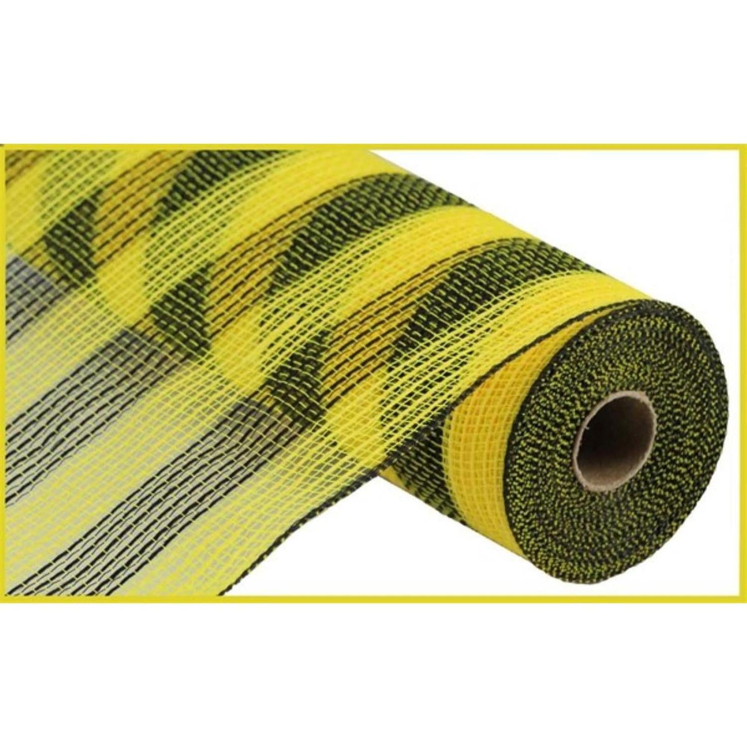 Shop For 10.5" Faux Jute Striped Mesh Ribbon: Yellow & Black (10 Yards) at Michelle's aDOORable Creations