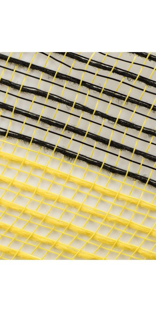10.5" Faux Jute Striped Mesh: Yellow & Black (10 Yards) - Michelle's aDOORable Creations - Poly Deco Mesh