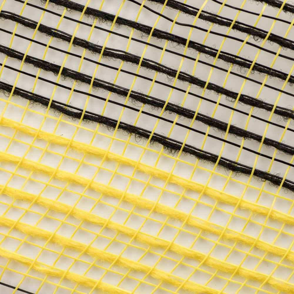 Shop For 10.5" Faux Jute Striped Mesh Ribbon: Yellow & Black (10 Yards) at Michelle's aDOORable Creations