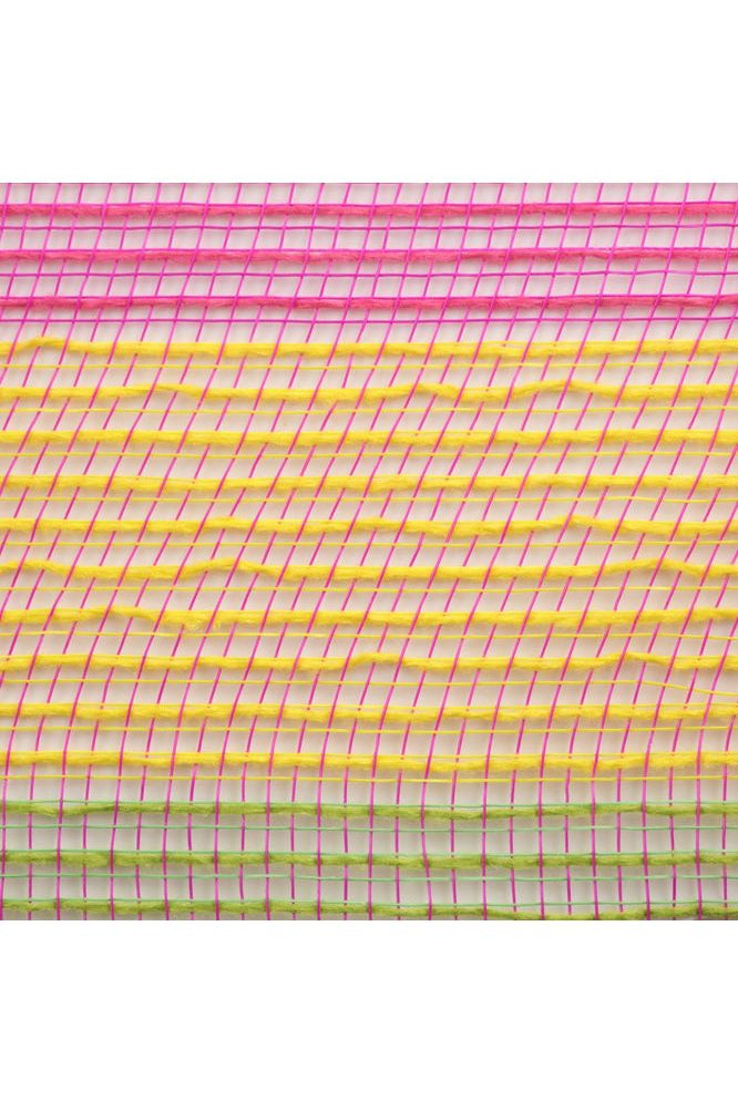 10.5" Faux Jute Wide Stripe Mesh: Hot Pink, Lavender, Green, Yellow, Turquoise (10 Yards) - Michelle's aDOORable Creations - Poly Deco Mesh