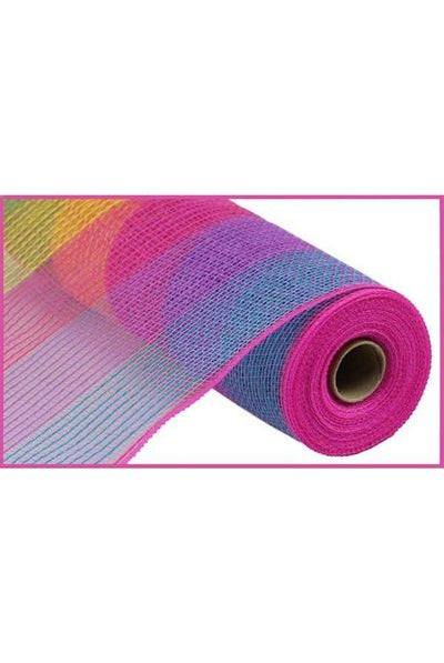 10.5" Faux Jute Wide Stripe Mesh: Hot Pink, Lavender, Green, Yellow, Turquoise (10 Yards) - Michelle's aDOORable Creations - Poly Deco Mesh