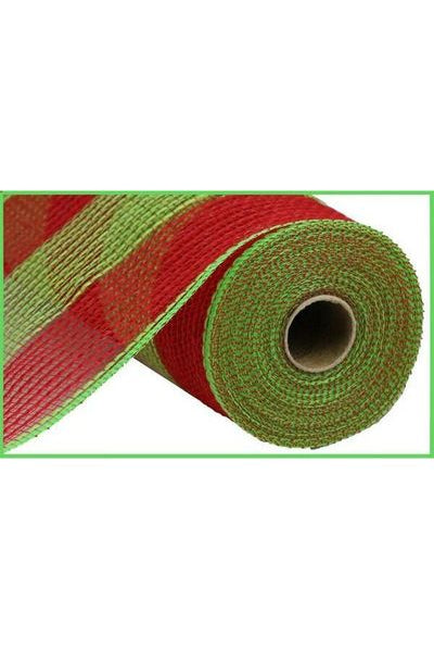 Shop For 10.5" Faux Jute Wide Stripe Mesh: Red/Green (10 Yards) RY831455