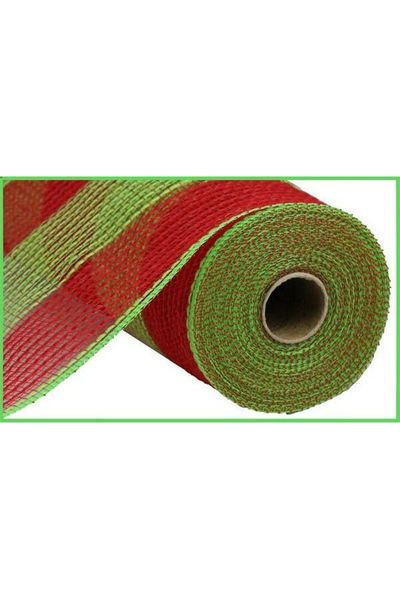 Shop For 10.5" Faux Jute Wide Stripe Mesh Ribbon: Red/Green (10 Yards) at Michelle's aDOORable Creations