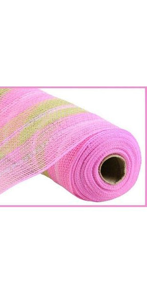 10.5" Jute Iridescent Stripe Mesh: Light Pink (10 Yards) - Michelle's aDOORable Creations - Poly Deco Mesh