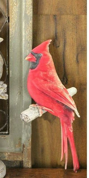 10.5" Metal Embossed Cardinal on Branch - Michelle's aDOORable Creations - Wooden/Metal Signs