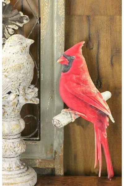 10.5" Metal Embossed Cardinal on Branch - Michelle's aDOORable Creations - Wooden/Metal Signs