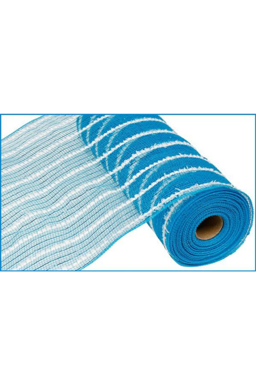 10.5" Metallic Cotton Drift Mesh Turquoise/White (10 Yards) - Michelle's aDOORable Creations - Poly Deco Mesh