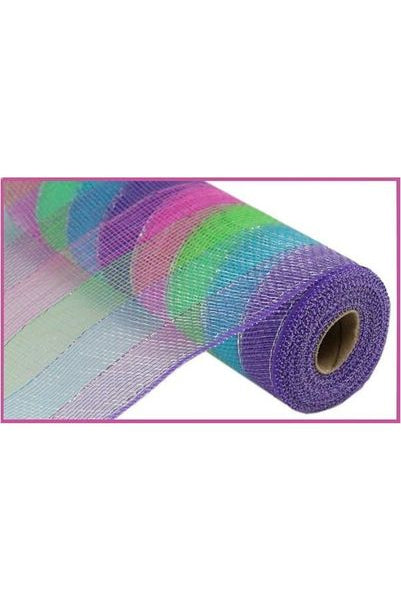 Shop For 10.5" Poly Deco Foil Stripe Mesh: Fuchsia, Purple, Lime, Turquoise (10 Yards) RY860317