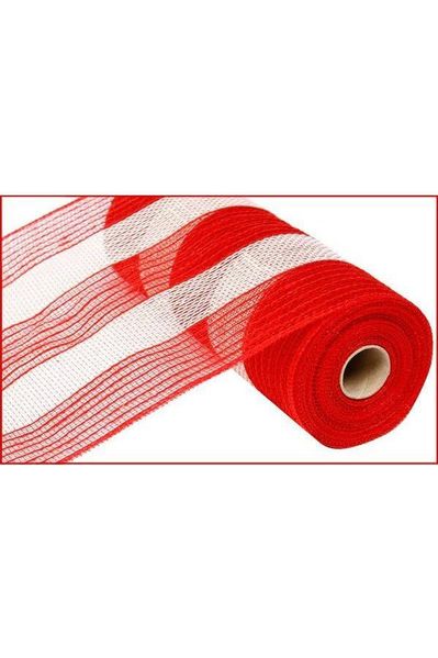 Shop For 10.5" Poly Jute Deco Mesh Ribbon: Red & White at Michelle's aDOORable Creations