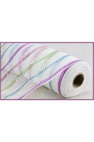 Shop For 10.5" Poly Jute Matte Stripe Mesh Ribbon: Metallic Pastel Stripes (10 Yards) at Michelle's aDOORable Creations