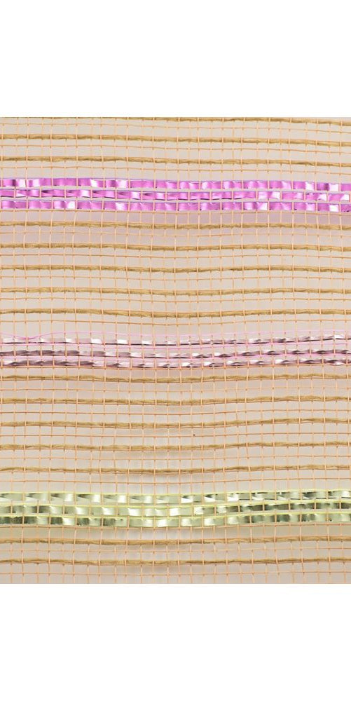 10.5" Poly Jute Matte Stripe Mesh: Natural Pastel Stripes (10 Yards) - Michelle's aDOORable Creations - Poly Deco Mesh