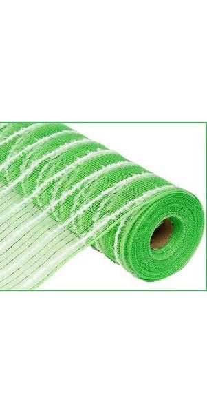 10.5" Snowdrift Poly Metallic Foil Mesh Lime Green White (10 Yards) - Michelle's aDOORable Creations - Poly Deco Mesh