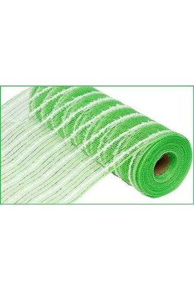 Shop For 10.5" Snowdrift Poly Metallic Foil Mesh Ribbon: Lime Green White (10 Yards) at Michelle's aDOORable Creations