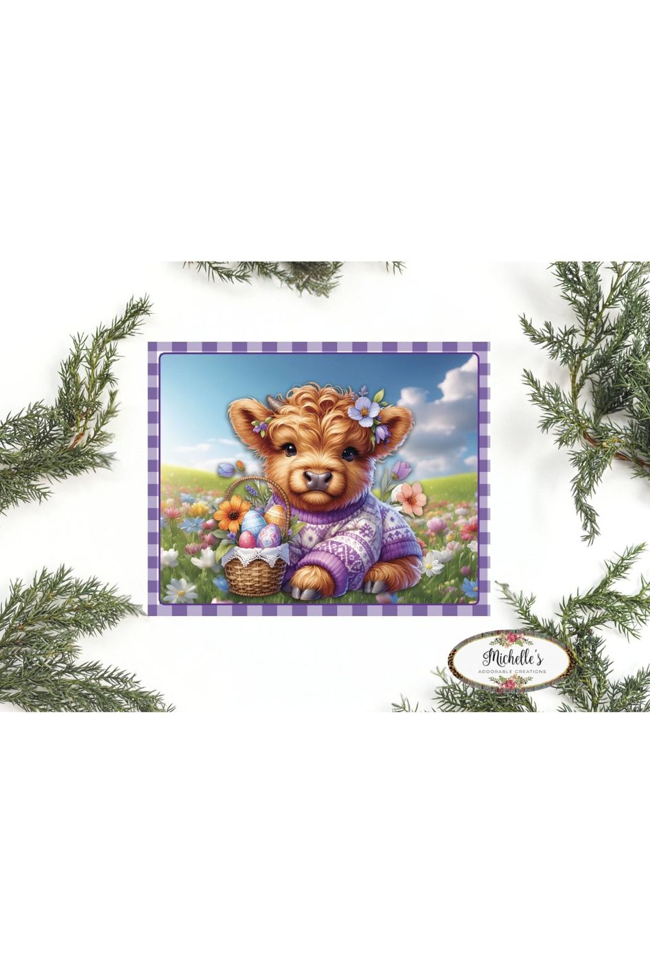 Shop For 10in Waterproof Sign: Spring Easter Baby Highland Cow