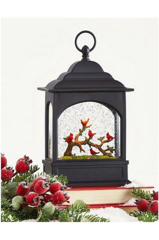 11" Cardinal Lighted Water Lantern - Michelle's aDOORable Creations - Water Lantern