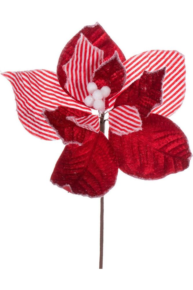 11" Red and White Striped Flower (Set of 6) - Michelle's aDOORable Creations - Sprays and Picks