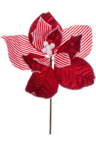 Shop For 11" Red and White Striped Flower (Set of 6) QG227503