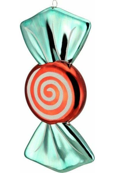11" Round Candy Ornament (Red/Turquoise) - Michelle's aDOORable Creations - Holiday Ornaments