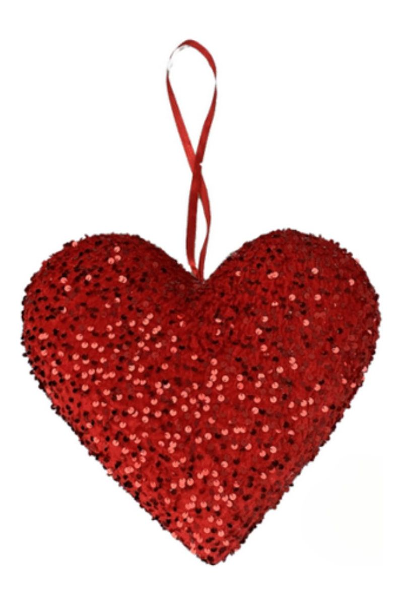 11" Sequin Ornament Heart - Michelle's aDOORable Creations - Holiday Ornaments