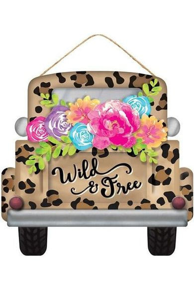 Shop For 11" Wood Truck Sign: Wild and Free Leopard AP7203