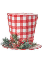 11.5" Red and White Buffalo Plaid Top Hat - Michelle's aDOORable Creations - Holiday Ornaments