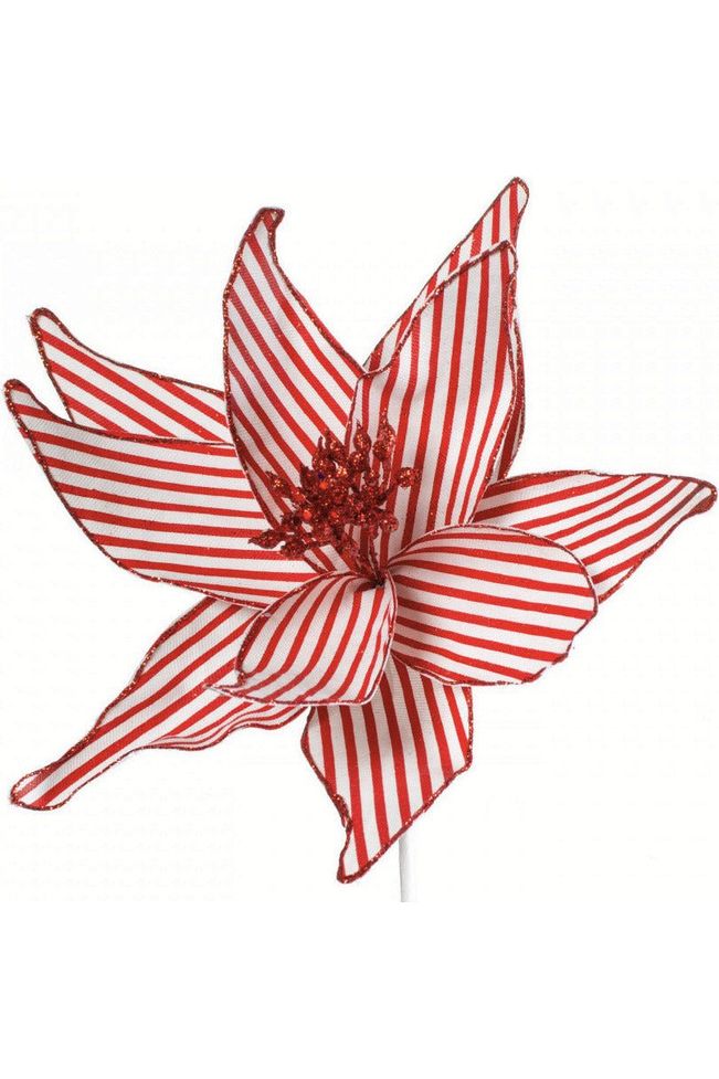 Shop For 12" Canvas Poinsettia: Red & White Stripe at Michelle's aDOORable Creations