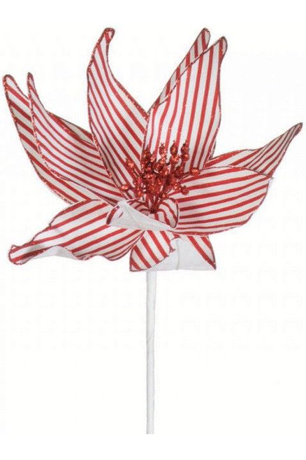 Shop For 12" Canvas Poinsettia: Red & White Stripe at Michelle's aDOORable Creations