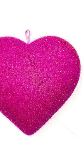 12" Flocked Heart - Michelle's aDOORable Creations - Holiday Ornaments