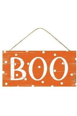 12" Halloween Wood Sign: Orange Boo - Michelle's aDOORable Creations - Halloween Decor