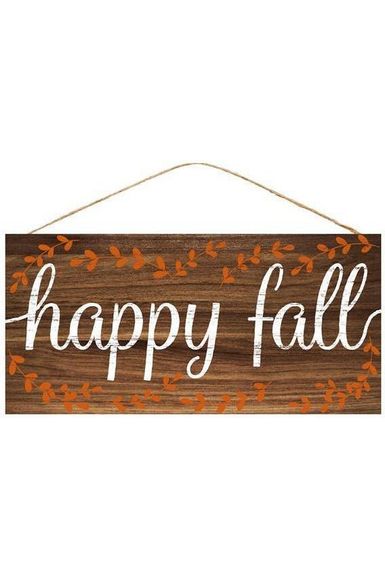 12" Hanging Wood Sign: Happy Fall - Michelle's aDOORable Creations - Wooden/Metal Signs