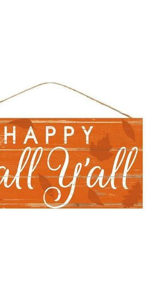 12" Hanging Wood Sign: Happy Fall Ya'll - Michelle's aDOORable Creations - Wooden/Metal Signs
