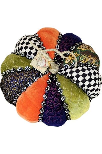 12" Harlequin Diamond Trim Pumpkin: Multi - Michelle's aDOORable Creations - Pumpkin